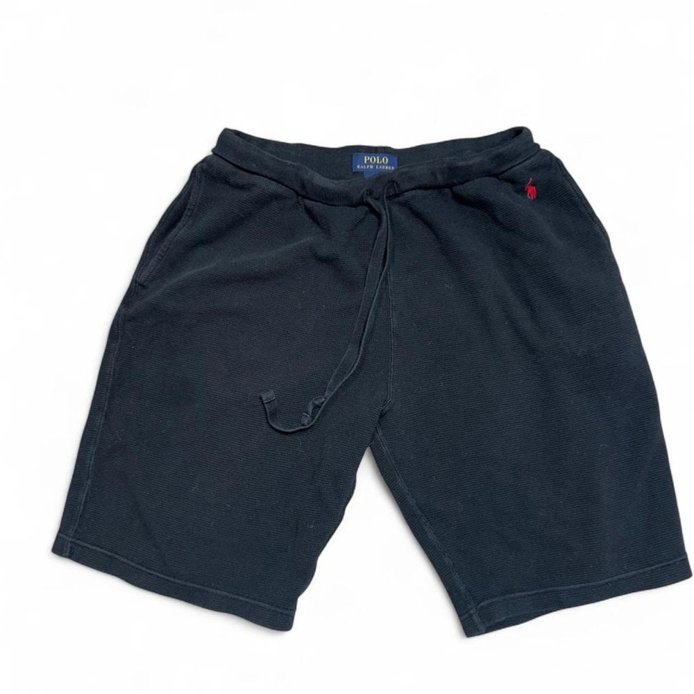 Polo Ralph Lauren Waffle Knit Lounge Shorts Black Red Pony Logo Size Large